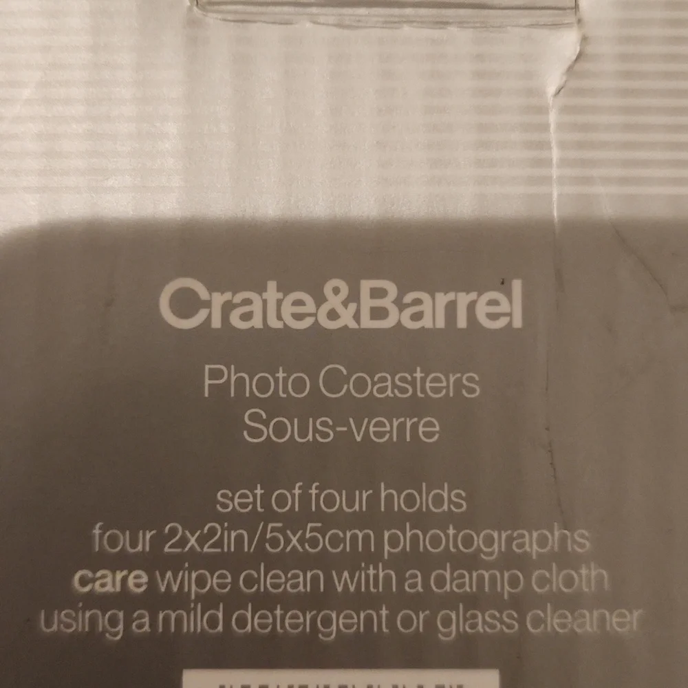 NEW Crate & Barrel Photo coasters.- PERFECT MOTHER'S DAY GIFT / BIRTHDAY GIFT